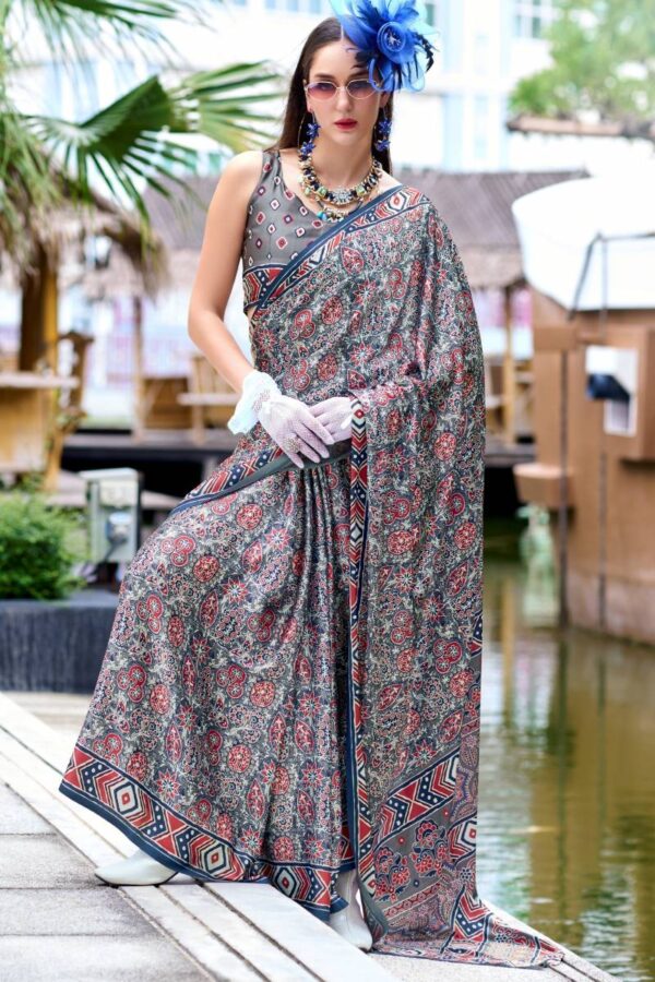 Kz Assam Silk Azrakh Saree 1 Assam Silk Printed Saree Catalog Wholesale Collection