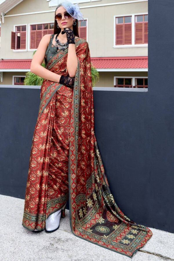 Kz Assam Silk Azrakh Saree 1 Assam Silk Printed Saree Catalog Wholesale Collection - Image 3