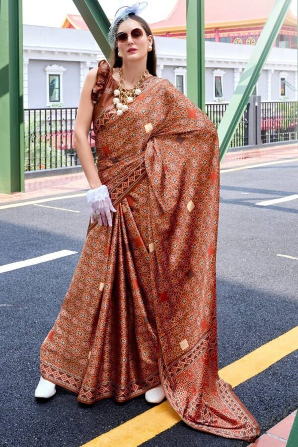 Kz Assam Silk Azrakh Saree 1 Assam Silk Printed Saree Catalog Wholesale Collection - Image 5