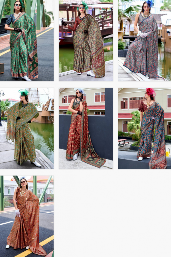 Kz Assam Silk Azrakh Saree 1 Assam Silk Printed Saree Catalog Wholesale Collection - Image 8