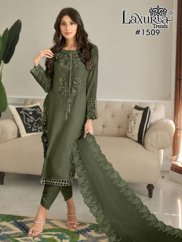 Laxuria Trendz 1509 Fancy Slub Tunic Ready Made Suit Catalog Wholesale Collection - Image 3