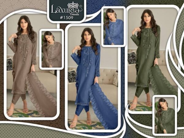 Laxuria Trendz 1509 Fancy Slub Tunic Ready Made Suit Catalog Wholesale Collection - Image 5