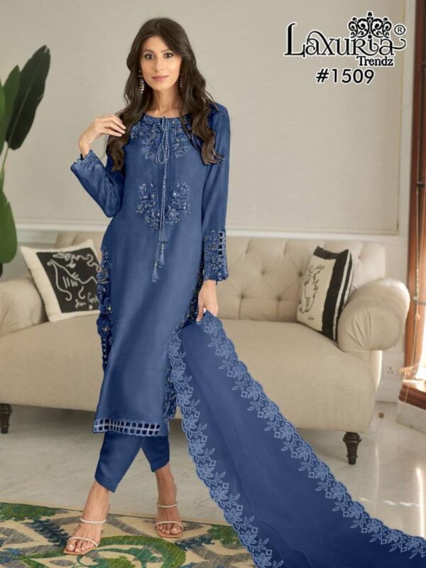 Laxuria Trendz 1509 Fancy Slub Tunic Ready Made Suit Catalog Wholesale Collection - Image 4