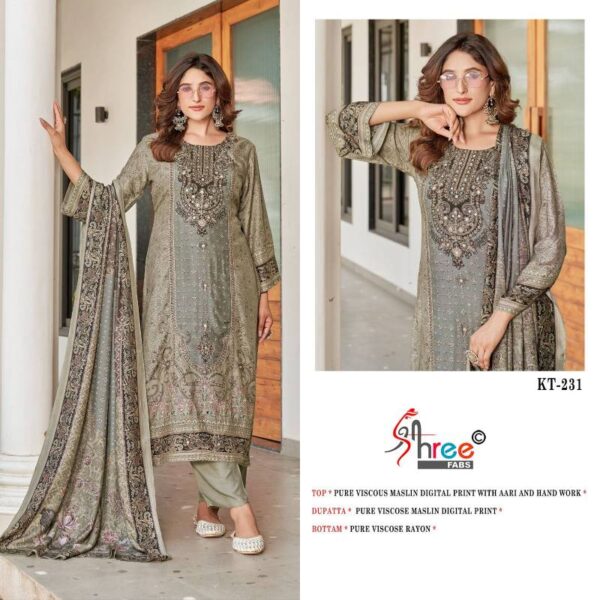 Shree Kt 231 Viscose Maslin Digital Printed Salwar Suits Catalog Wholesale Collection - Image 2