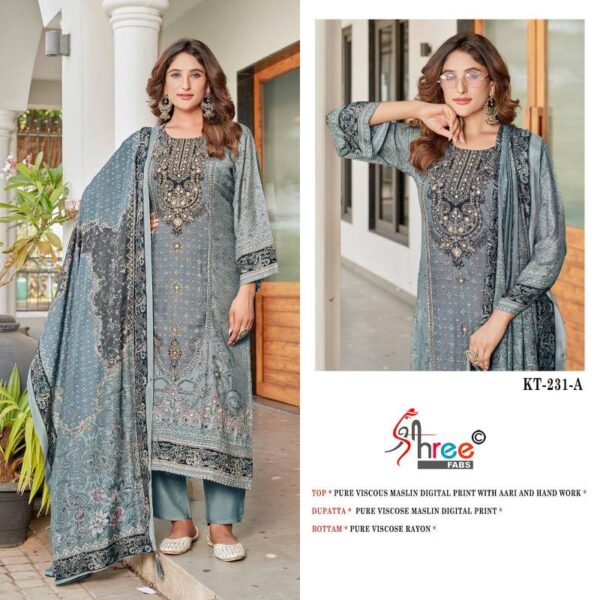 Shree Kt 231 Viscose Maslin Digital Printed Salwar Suits Catalog Wholesale Collection - Image 3