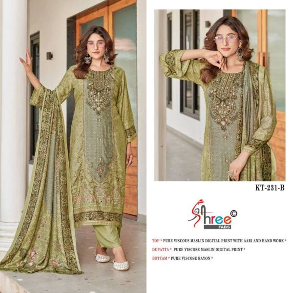 Shree Kt 231 Viscose Maslin Digital Printed Salwar Suits Catalog Wholesale Collection - Image 4