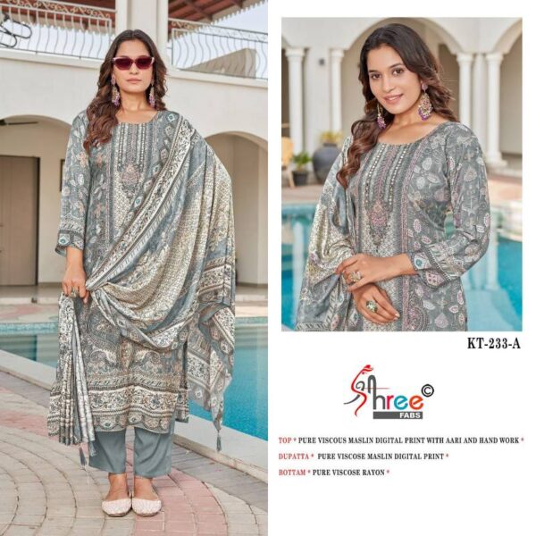 Shree Kt 233 Viscose Maslin Digital Printed Salwar Suits Catalog Wholesale Collection - Image 4