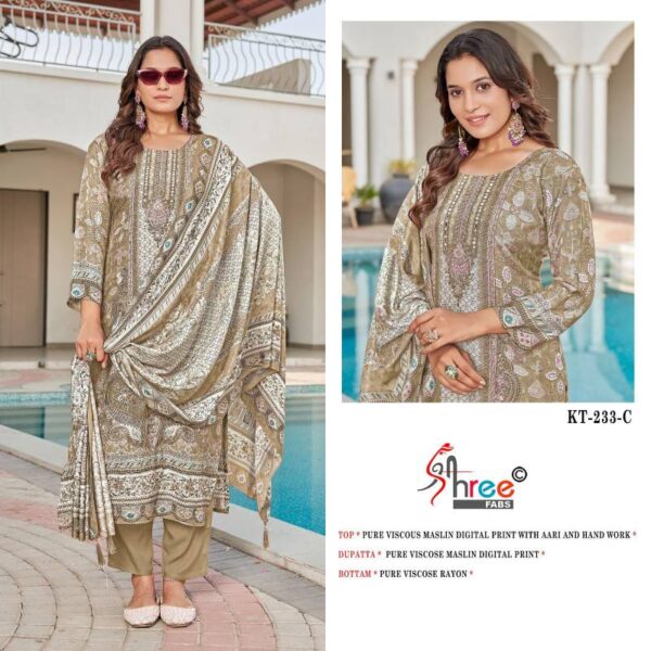 Shree Kt 233 Viscose Maslin Digital Printed Salwar Suits Catalog Wholesale Collection - Image 5