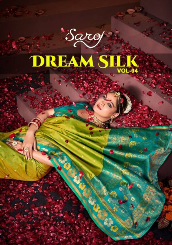 Saroj Dream Silk Vol 4 Festive Wear Stylish Silk Saree Catalog Wholesale Collection