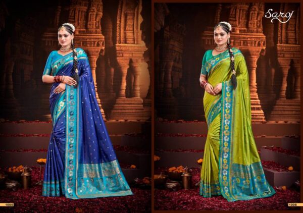 Saroj Dream Silk Vol 4 Festive Wear Stylish Silk Saree Catalog Wholesale Collection - Image 5