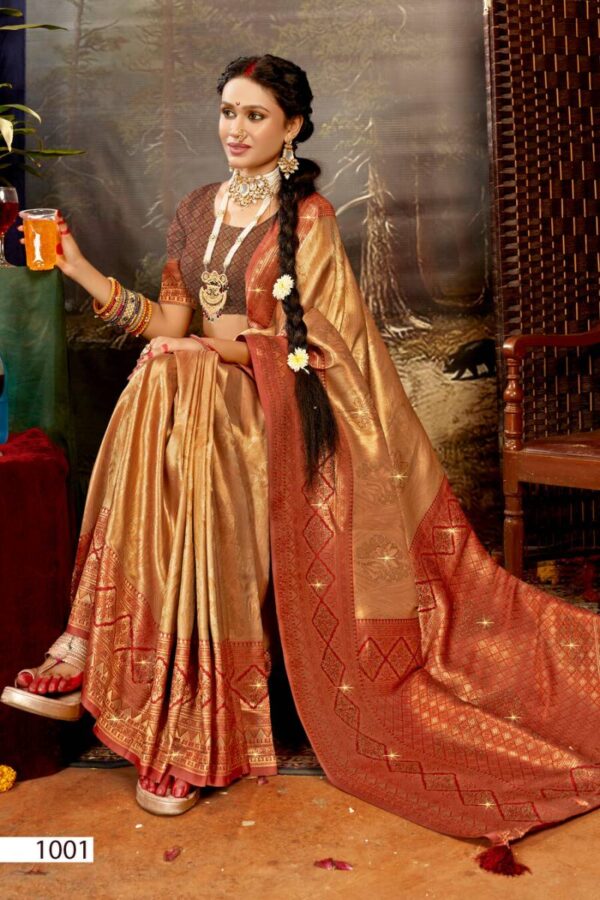 Saroj Mudra Tissue saroski Vol 2 Wedding Wear Tissue Silk Saree Catalog Wholesale Collection - Image 3