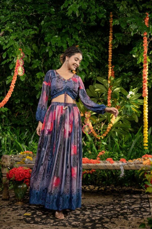 Tanyaa P 348 Muslin Silk Handwork Touchup Fancy Indo Western Catalog Wholesale Collection