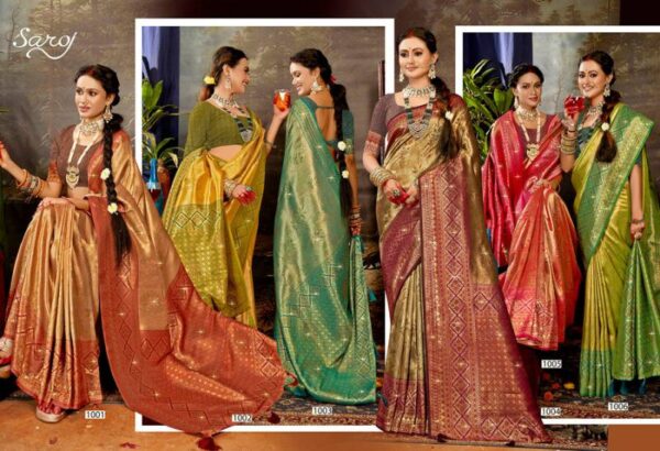 Saroj Mudra Tissue saroski Vol 2 Wedding Wear Tissue Silk Saree Catalog Wholesale Collection - Image 8
