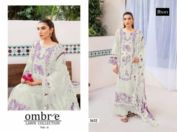 Jihan Ombre Lawn Vol 4 Cotton Dupatta Pakistani Salwar Suits Catalog Wholesale Collection - Image 4
