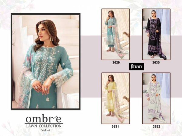 Jihan Ombre Lawn Vol 4 Cotton Dupatta Pakistani Salwar Suits Catalog Wholesale Collection - Image 6