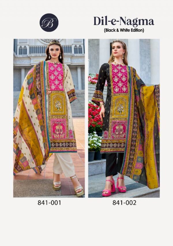 Belliza Dil E Nagma Black And White Jam Cotton Dress Material Catalog Wholesale Collection - Image 4