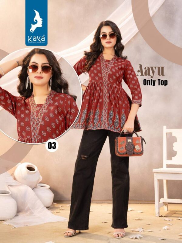 Kaya Aayu Cotton Printed Fancy Top Catalog Wholesale Collection - Image 2