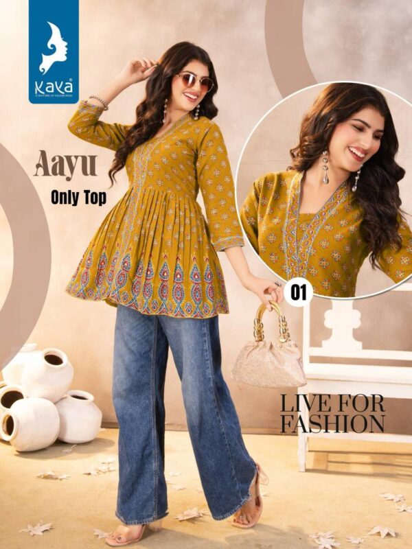 Kaya Aayu Cotton Printed Fancy Top Catalog Wholesale Collection - Image 4