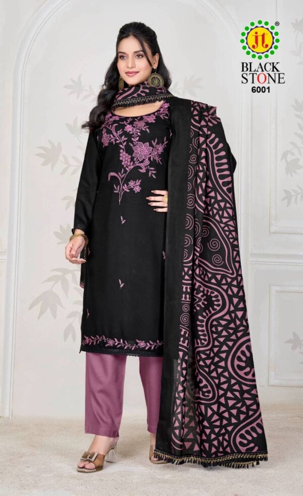 Jt Black Stone Vol 6 Rayon Embroidery Dress Material Catalog Wholesale Collection - Image 2