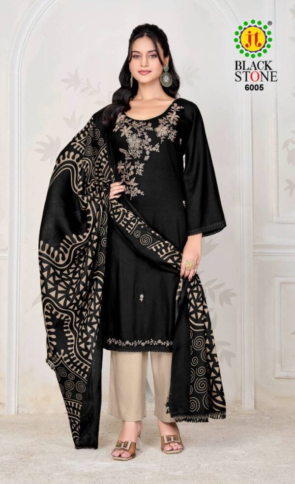 Jt Black Stone Vol 6 Rayon Embroidery Dress Material Catalog Wholesale Collection - Image 3