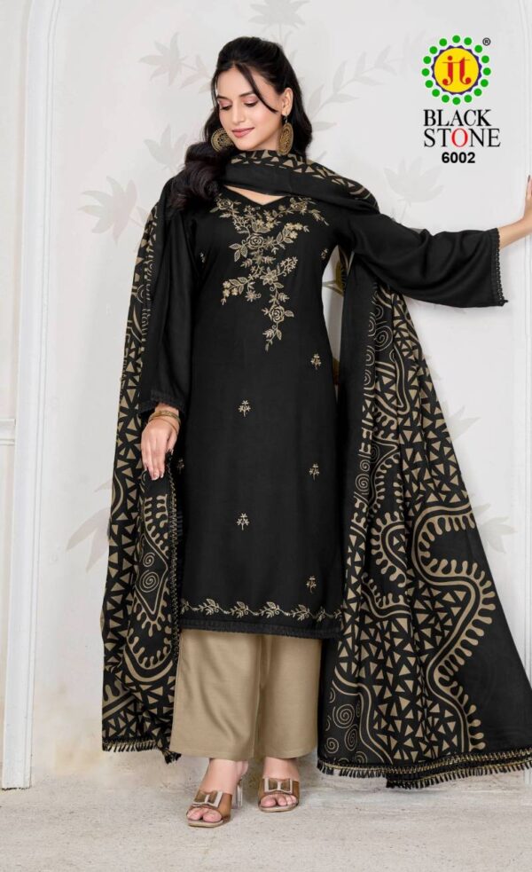 Jt Black Stone Vol 6 Rayon Embroidery Dress Material Catalog Wholesale Collection - Image 4