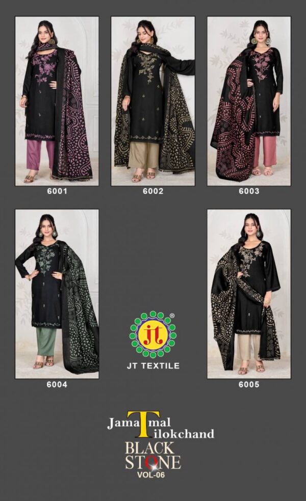 Jt Black Stone Vol 6 Rayon Embroidery Dress Material Catalog Wholesale Collection - Image 6