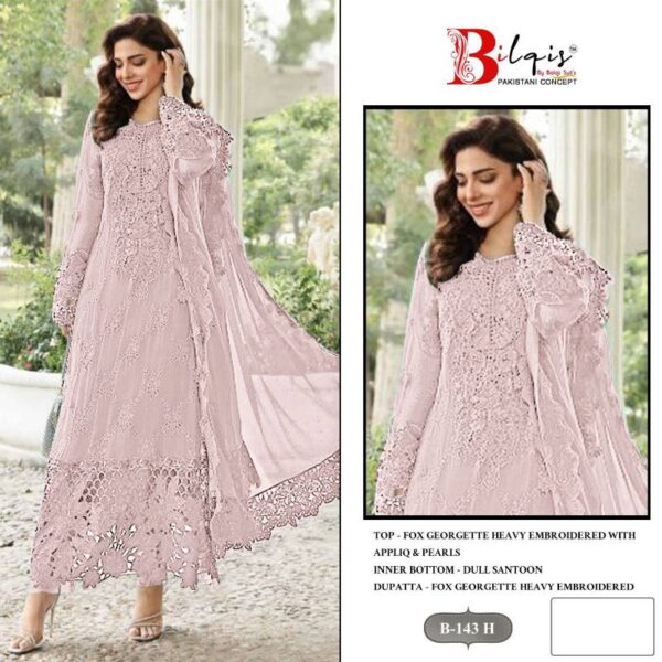 Bilqis B 143 E To H Georgette Pakistani Salwar Kameez Catalog Wholesale Collection - Image 4