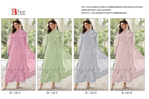 Bilqis B 143 E To H Georgette Pakistani Salwar Kameez Catalog Wholesale Collection - Image 6