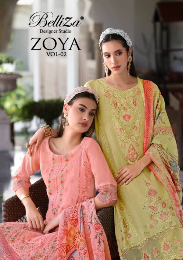 Belliza Zoya Vol 2 Cotton Embroidered Work Dress Material Catalog Wholesale Collection