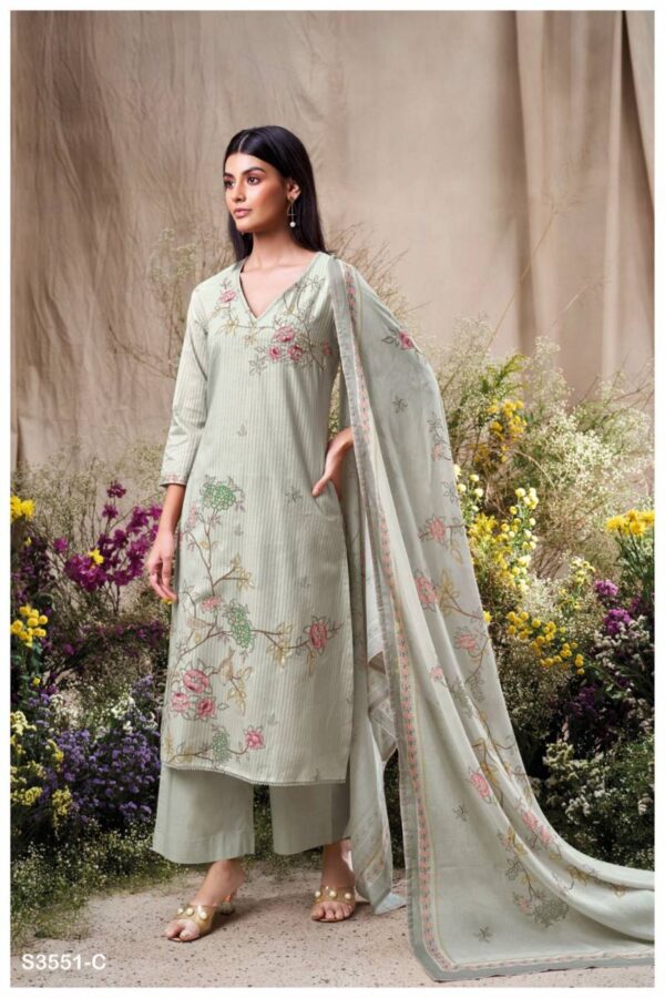 Ganga Calina Cotton Printed Embroidered Salwar Suit Catalog Wholesale Collection - Image 5