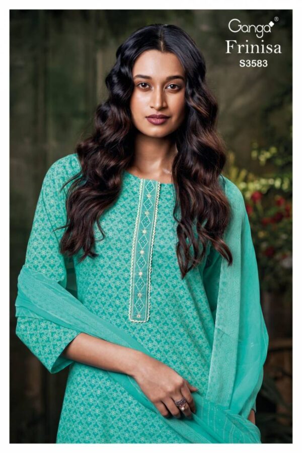Ganga Frinisa Cotton Printed Embroidered Salwar Suit Catalog Wholesale Collection