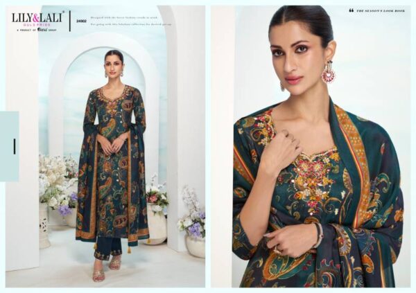 Lily And Lali Florista Natural Crepe Kurti Bottom With Dupatta Catalog Wholesale Collection - Image 2