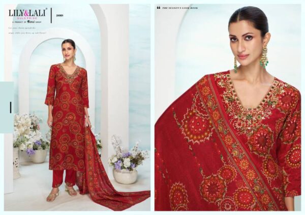 Lily And Lali Florista Natural Crepe Kurti Bottom With Dupatta Catalog Wholesale Collection - Image 4