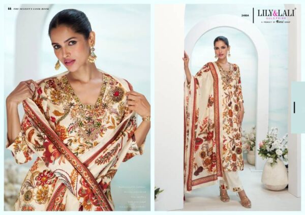 Lily And Lali Florista Natural Crepe Kurti Bottom With Dupatta Catalog Wholesale Collection - Image 5