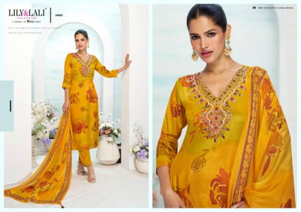 Lily And Lali Florista Natural Crepe Kurti Bottom With Dupatta Catalog Wholesale Collection - Image 6
