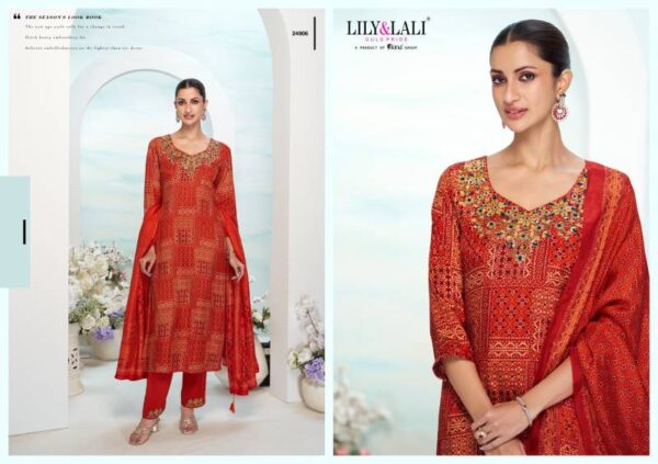 Lily And Lali Florista Natural Crepe Kurti Bottom With Dupatta Catalog Wholesale Collection - Image 7
