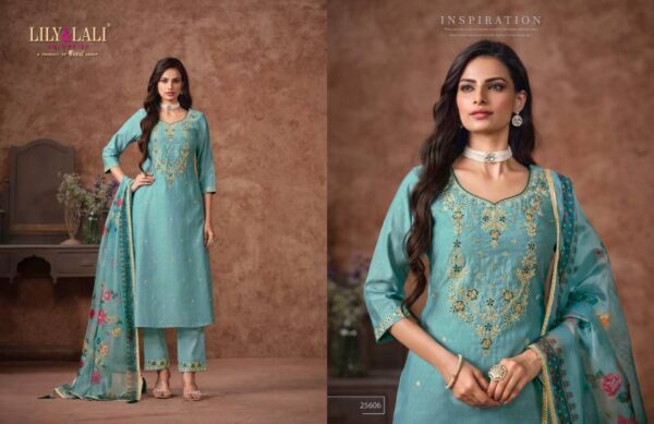 Lily And Lali Rashmika Viscose Silk Kurti Bottom With Dupatta Catalog Wholesale Collection - Image 2