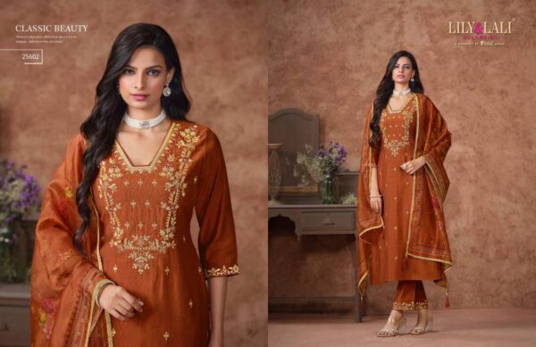Lily And Lali Rashmika Viscose Silk Kurti Bottom With Dupatta Catalog Wholesale Collection - Image 5