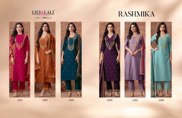 Lily And Lali Rashmika Viscose Silk Kurti Bottom With Dupatta Catalog Wholesale Collection - Image 9