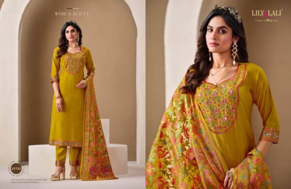 Lily And Lali Brasso Roman Silk Kurti Bottom With Dupatta Catalog Wholesale Collection - Image 2