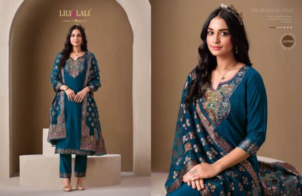 Lily And Lali Brasso Roman Silk Kurti Bottom With Dupatta Catalog Wholesale Collection - Image 3