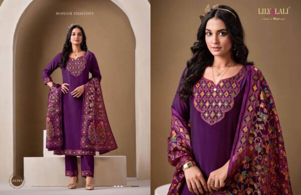 Lily And Lali Brasso Roman Silk Kurti Bottom With Dupatta Catalog Wholesale Collection - Image 4