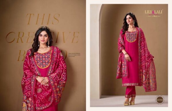 Lily And Lali Brasso Roman Silk Kurti Bottom With Dupatta Catalog Wholesale Collection - Image 7