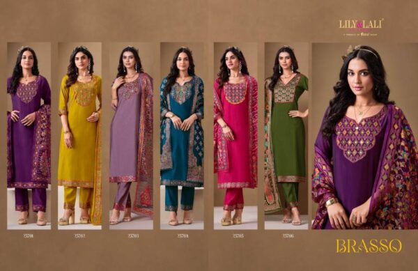 Lily And Lali Brasso Roman Silk Kurti Bottom With Dupatta Catalog Wholesale Collection - Image 8