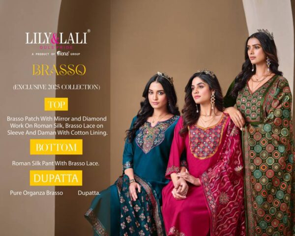 Lily And Lali Brasso Roman Silk Kurti Bottom With Dupatta Catalog Wholesale Collection - Image 9