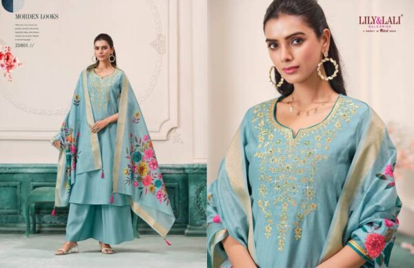 Lily And Lali Nargis Roman Butti Kurti Bottom With Dupatta Catalog Wholesale Collection - Image 2