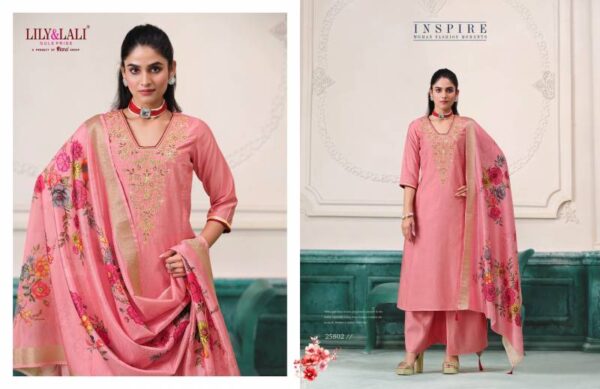 Lily And Lali Nargis Roman Butti Kurti Bottom With Dupatta Catalog Wholesale Collection - Image 3