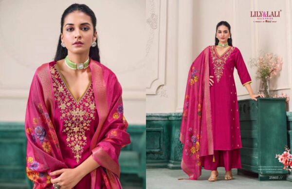 Lily And Lali Nargis Roman Butti Kurti Bottom With Dupatta Catalog Wholesale Collection - Image 4