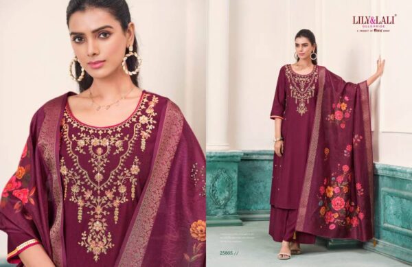 Lily And Lali Nargis Roman Butti Kurti Bottom With Dupatta Catalog Wholesale Collection - Image 5