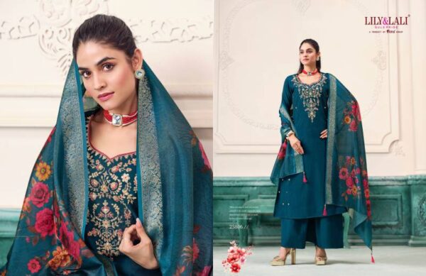 Lily And Lali Nargis Roman Butti Kurti Bottom With Dupatta Catalog Wholesale Collection - Image 7